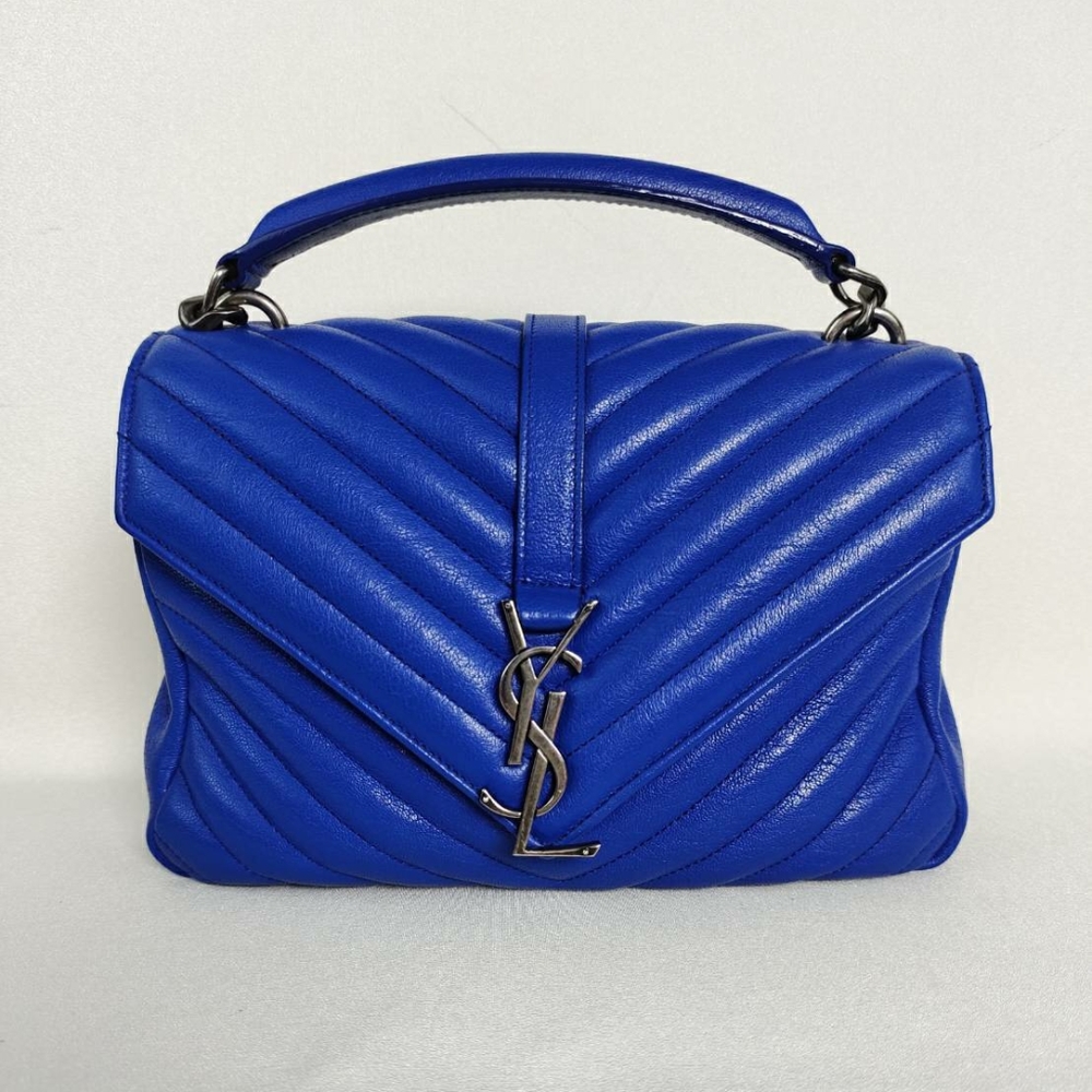 Saint Laurent Calfskin Matelasse Chevron Medium College